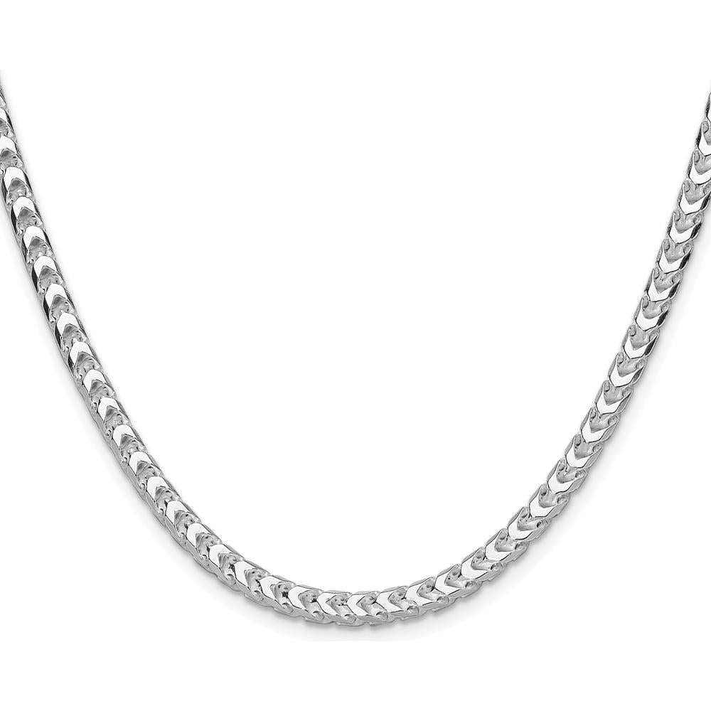 Sterling Silver Rhodium-Plated 30" Diamond-Cut Square Franco Chain - 4.7mm Width by Lumare Gioia
