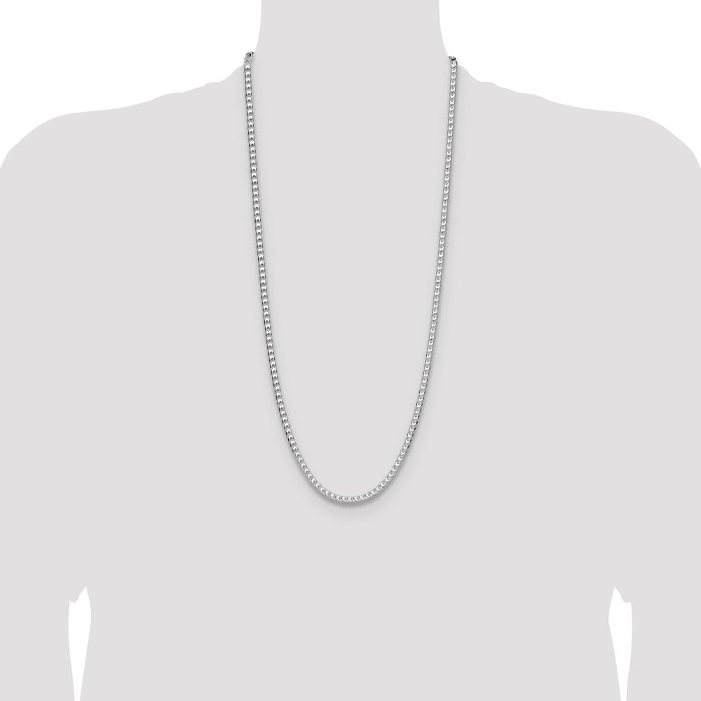 Sterling Silver Rhodium-Plated 30" Diamond-Cut Square Franco Chain - 4.7mm Width by Lumare Gioia