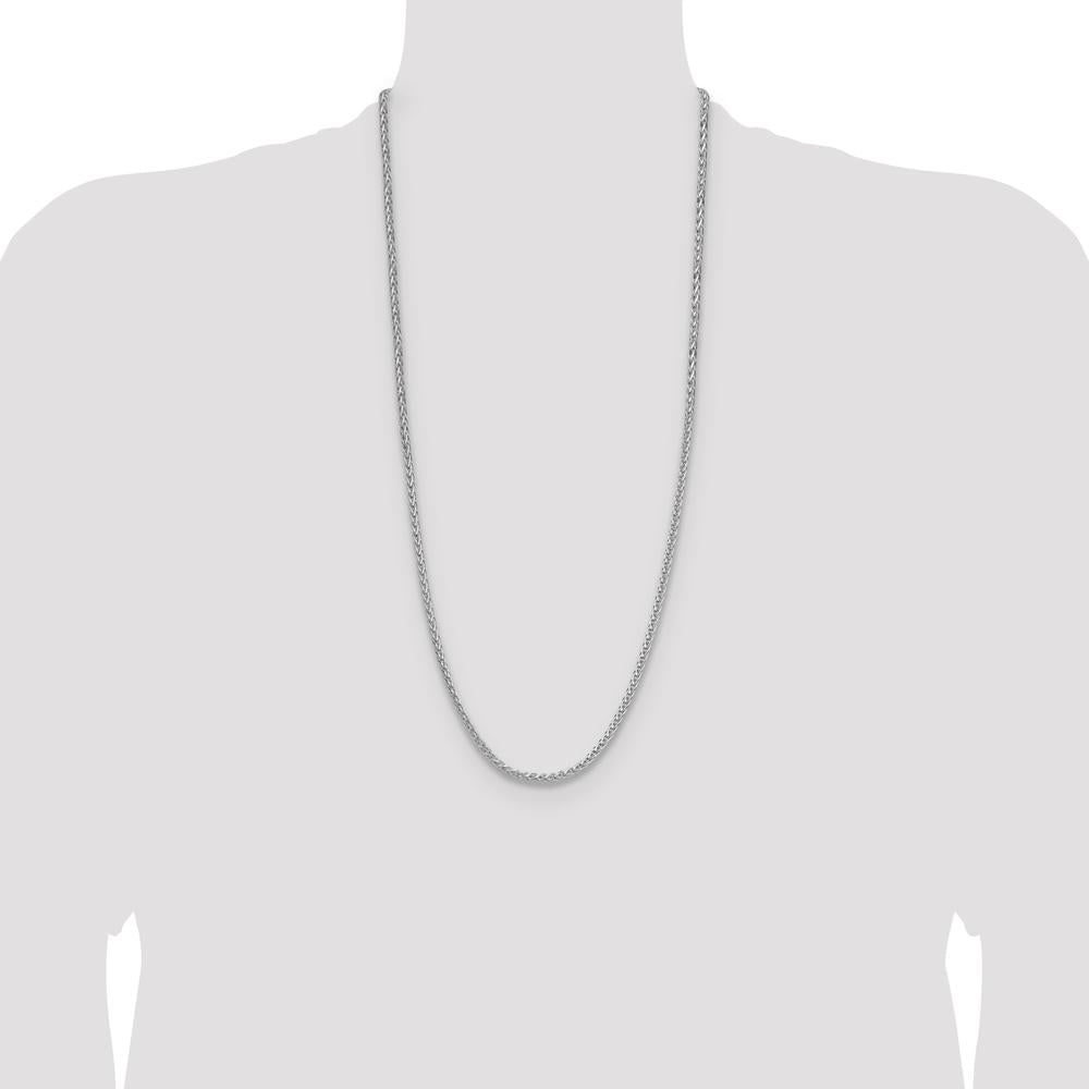 Sterling Silver Rhodium-Plated 30" Diamond-Cut Square Spiga Chain by Lumare Gioia