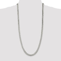 Sterling Silver Rhodium-Plated 30" Pave Curb Chain Necklace - 7mm Width by Lumare Gioia