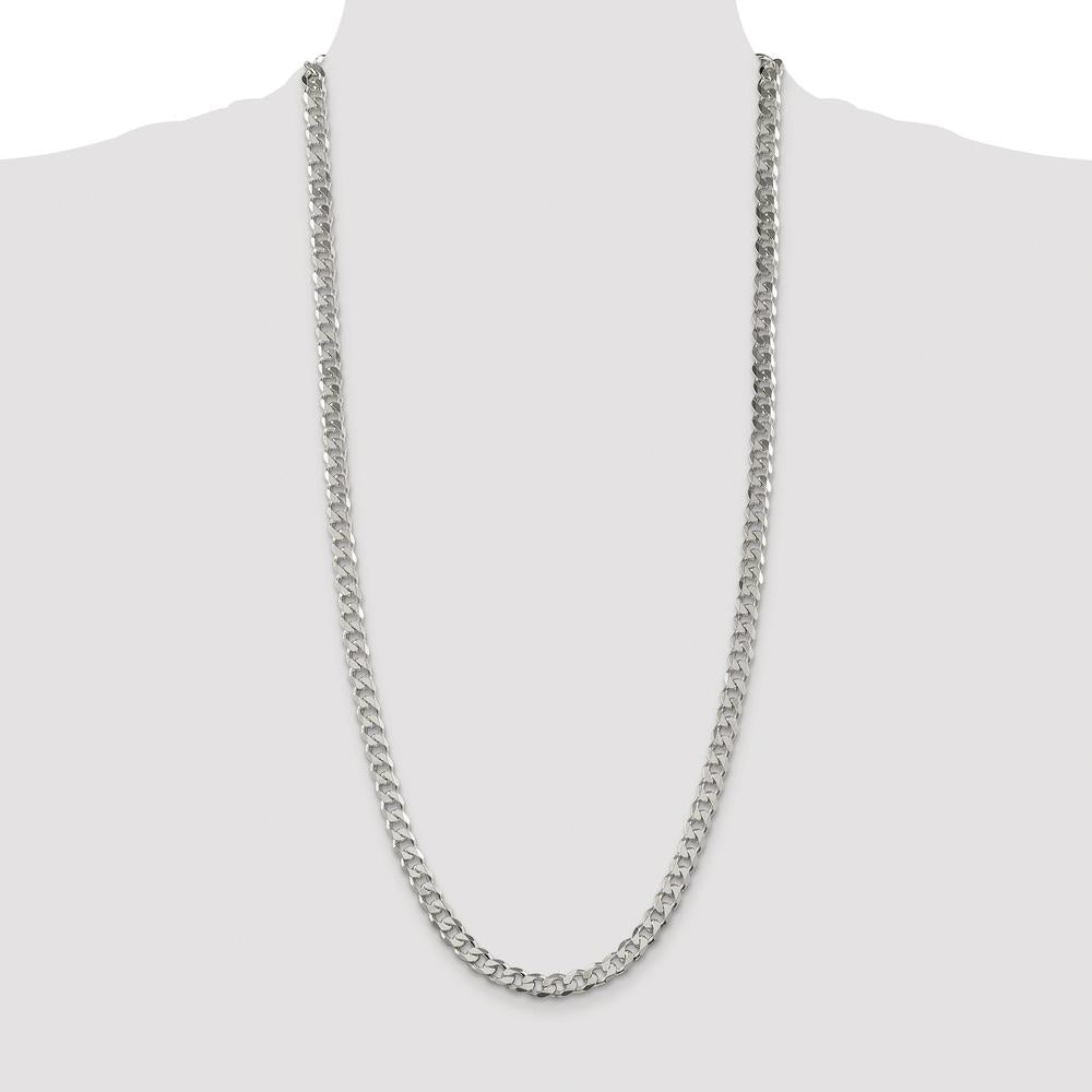 Sterling Silver Rhodium-Plated 30" Pave Curb Chain Necklace - 7mm Width by Lumare Gioia