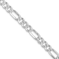 Sterling Silver Rhodium-Plated 30" Pavé Flat Figaro Chain - 8mm Width by Lumare Gioia
