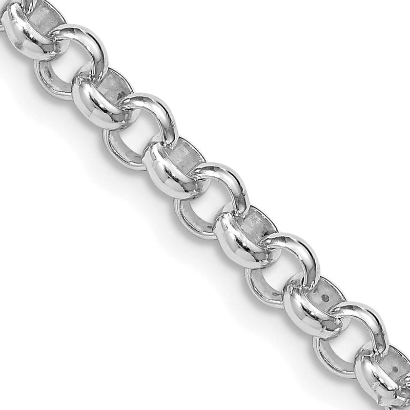 Sterling Silver Rhodium-Plated 36" 4.75mm Polished Rolo Chain with Lobster Clasp by Lumare Gioia