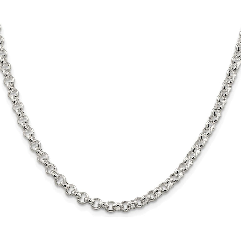 Sterling Silver Rhodium-Plated 36" 4.75mm Polished Rolo Chain with Lobster Clasp by Lumare Gioia