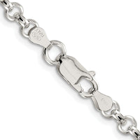 Sterling Silver Rhodium-Plated 36" 4.75mm Polished Rolo Chain with Lobster Clasp by Lumare Gioia