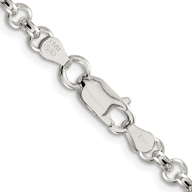 Sterling Silver Rhodium-Plated 36" 4.75mm Polished Rolo Chain with Lobster Clasp by Lumare Gioia