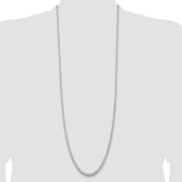 Sterling Silver Rhodium-Plated 36" 4.75mm Polished Rolo Chain with Lobster Clasp by Lumare Gioia
