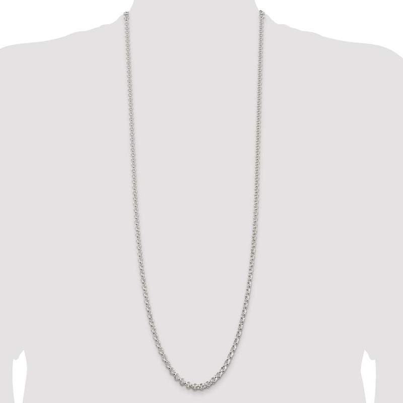 Sterling Silver Rhodium-Plated 36" 4.75mm Polished Rolo Chain with Lobster Clasp by Lumare Gioia