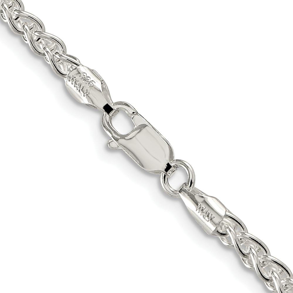 Sterling Silver Rhodium-Plated 36" Spiga Chain - 3mm Width by Lumare Gioia