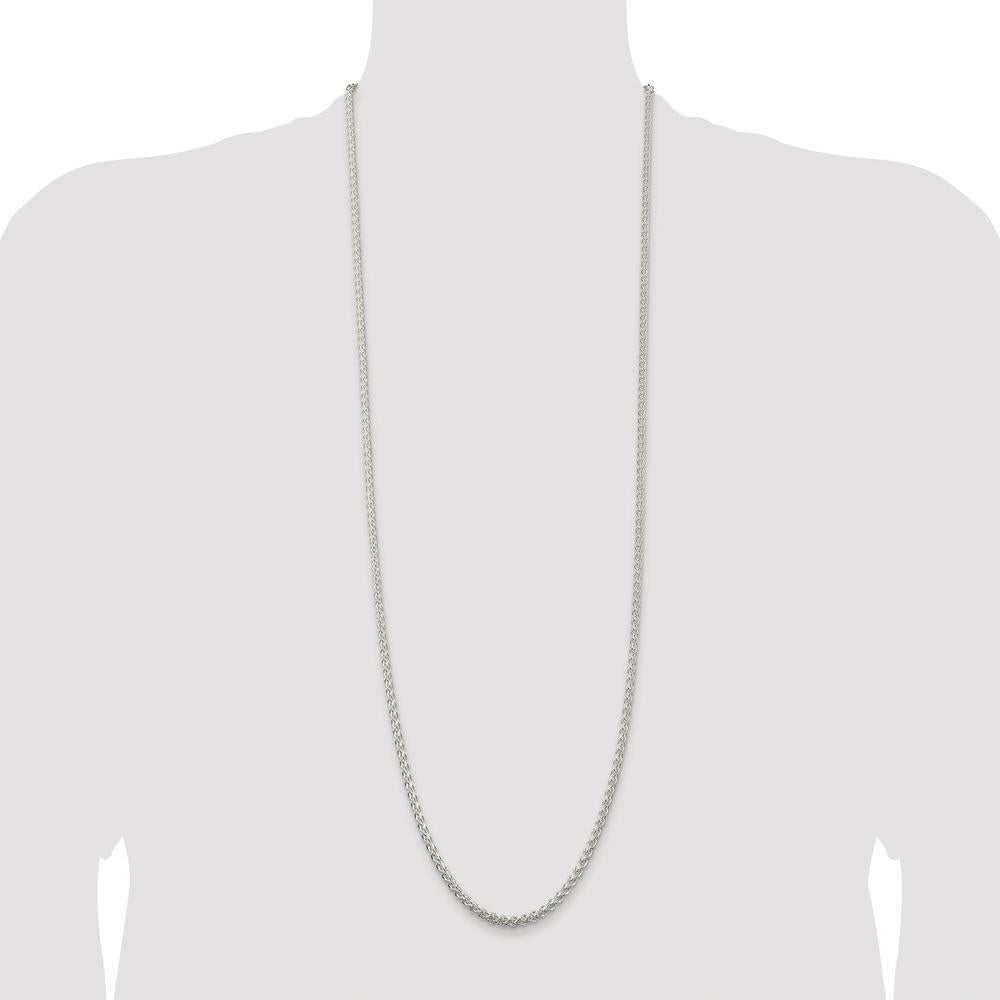 Sterling Silver Rhodium-Plated 36" Spiga Chain - 3mm Width by Lumare Gioia