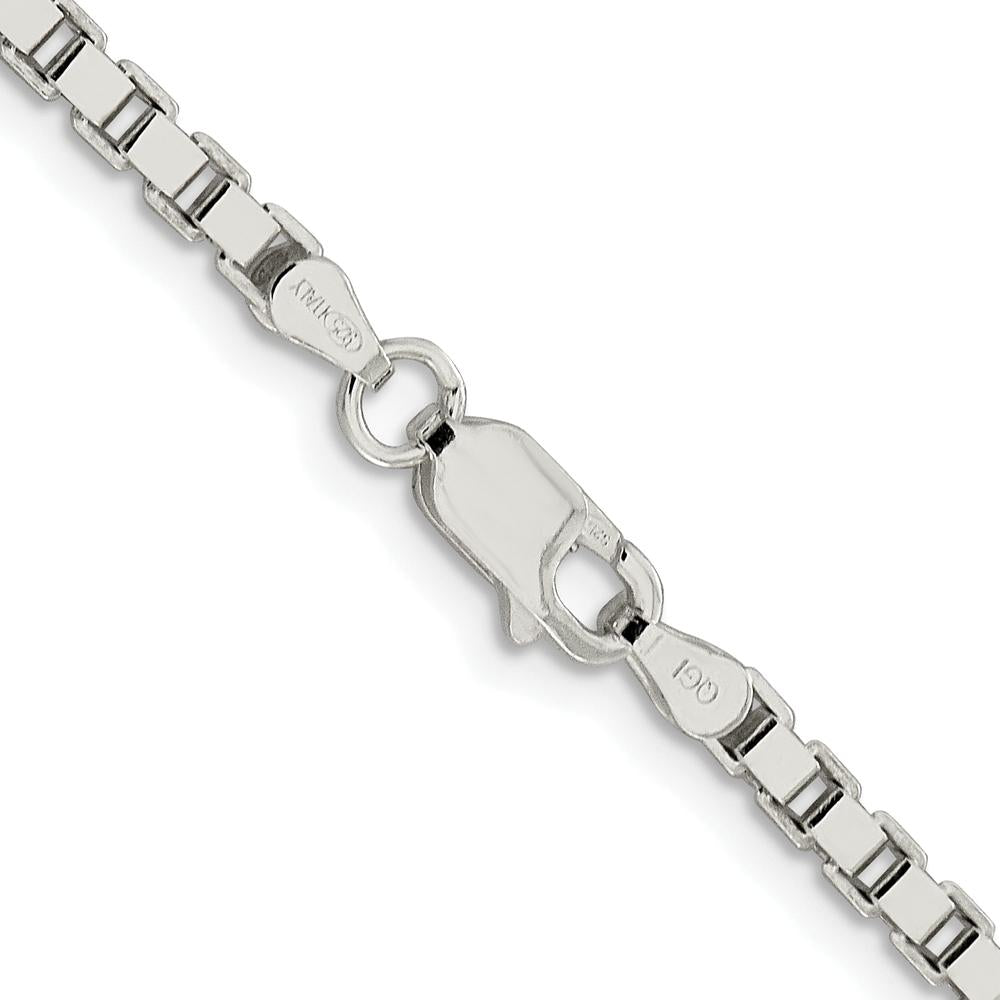 Sterling Silver Rhodium-Plated 3mm Box Chain Necklace - 24" Length by Lumare Gioia