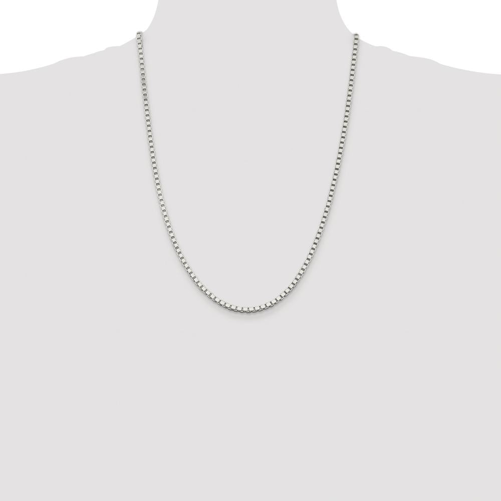 Sterling Silver Rhodium-Plated 3mm Box Chain Necklace - 24" Length by Lumare Gioia