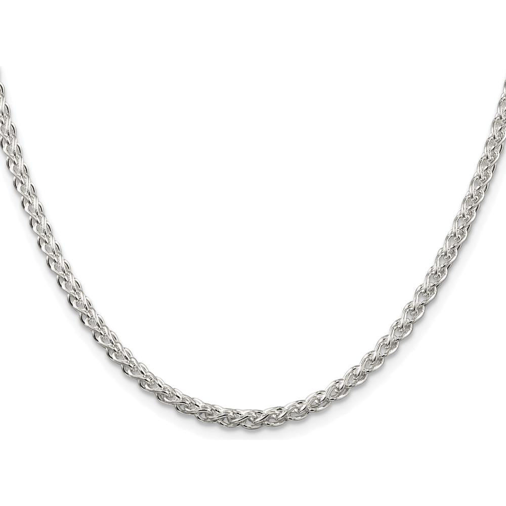 Sterling Silver Rhodium-Plated 3mm Round Spiga Chain Necklace - 30 Inches by Lumare Gioia