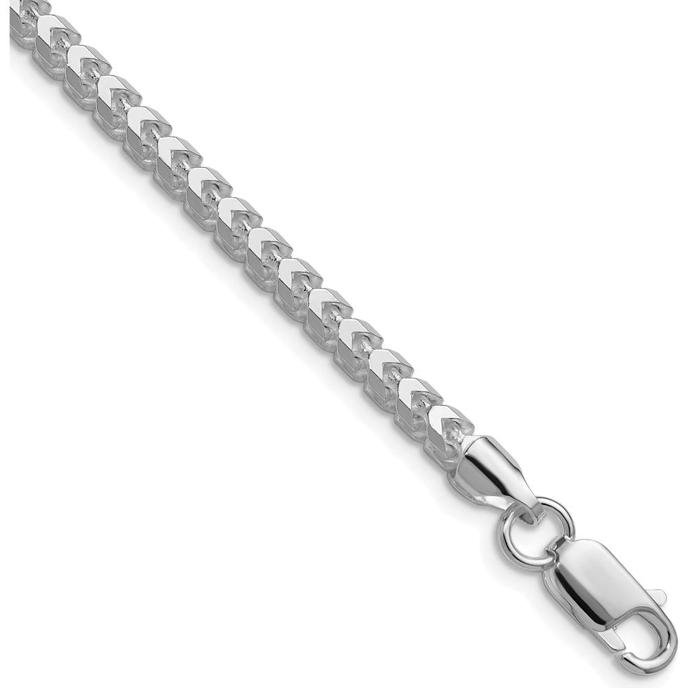 Sterling Silver Rhodium-Plated 4.0mm Diamond-Cut Square Franco Chain - 16 Inch by Lumare Gioia