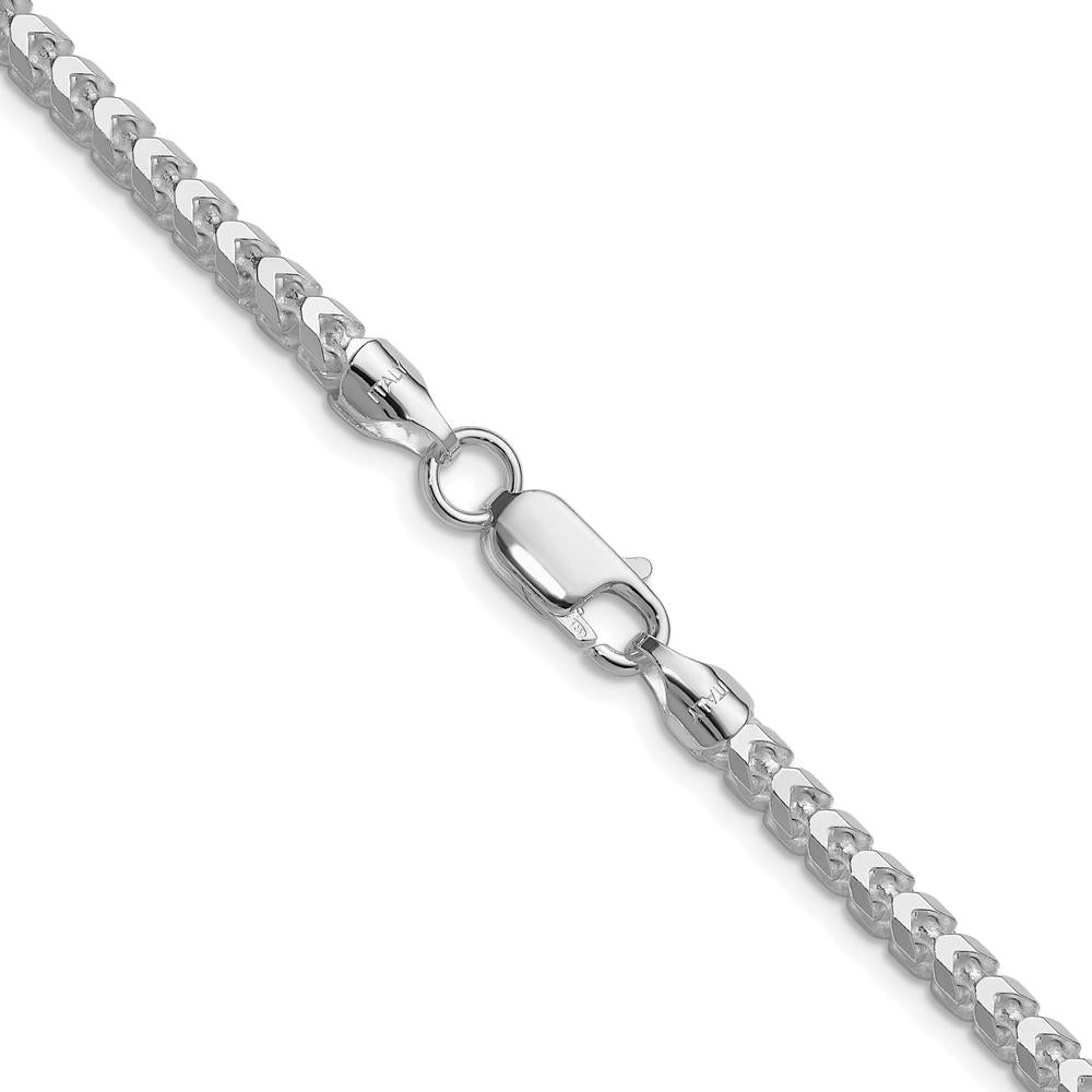 Sterling Silver Rhodium-Plated 4.0mm Diamond-Cut Square Franco Chain - 16 Inch by Lumare Gioia