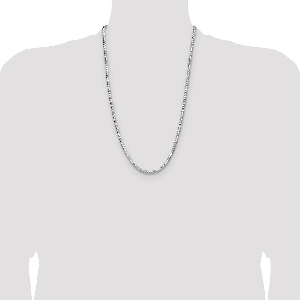 Sterling Silver Rhodium-Plated 4.0mm Diamond-Cut Square Franco Chain Necklace - 26" Length by Lumare Gioia