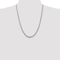 Sterling Silver Rhodium-Plated 4.3mm Solid Rope Chain Necklace - 24 Inches by Lumare Gioia