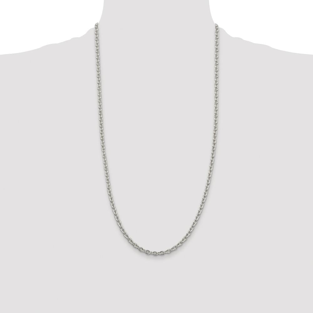 Sterling Silver Rhodium-Plated 4.5mm Cable Chain Necklace - 28 Inches by Lumare Gioia