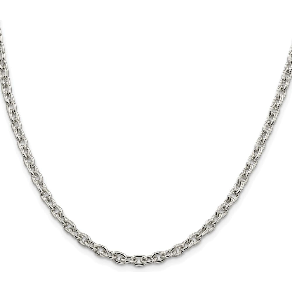 Sterling Silver Rhodium-Plated 4.5mm Cable Chain Necklace - 30 inches by Lumare Gioia