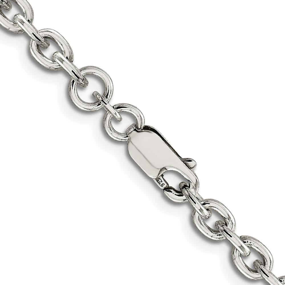 Sterling Silver Rhodium-Plated 4.5mm Cable Chain Necklace - 30 inches by Lumare Gioia