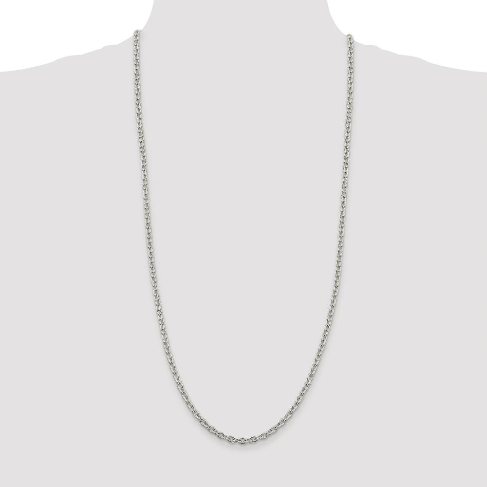 Sterling Silver Rhodium-Plated 4.5mm Cable Chain Necklace - 30 inches by Lumare Gioia