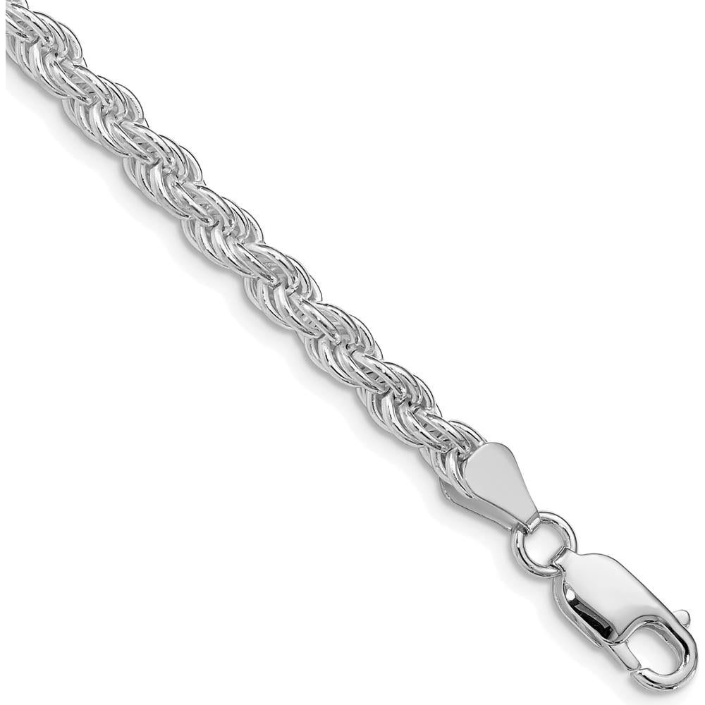 Sterling Silver Rhodium-Plated 4.5mm Solid Rope Chain - 18 Inches by Lumare Gioia