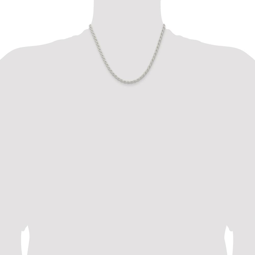 Sterling Silver Rhodium-Plated 4.5mm Solid Rope Chain - 18 Inches by Lumare Gioia