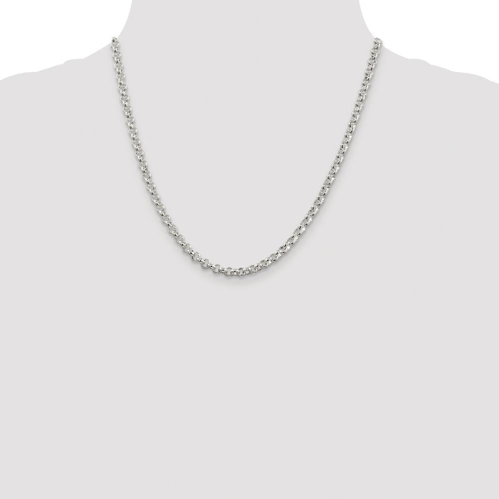 Sterling Silver Rhodium-Plated 4.6mm Rolo Chain Necklace - 20 inches, Polished Finish by Lumare Gioia