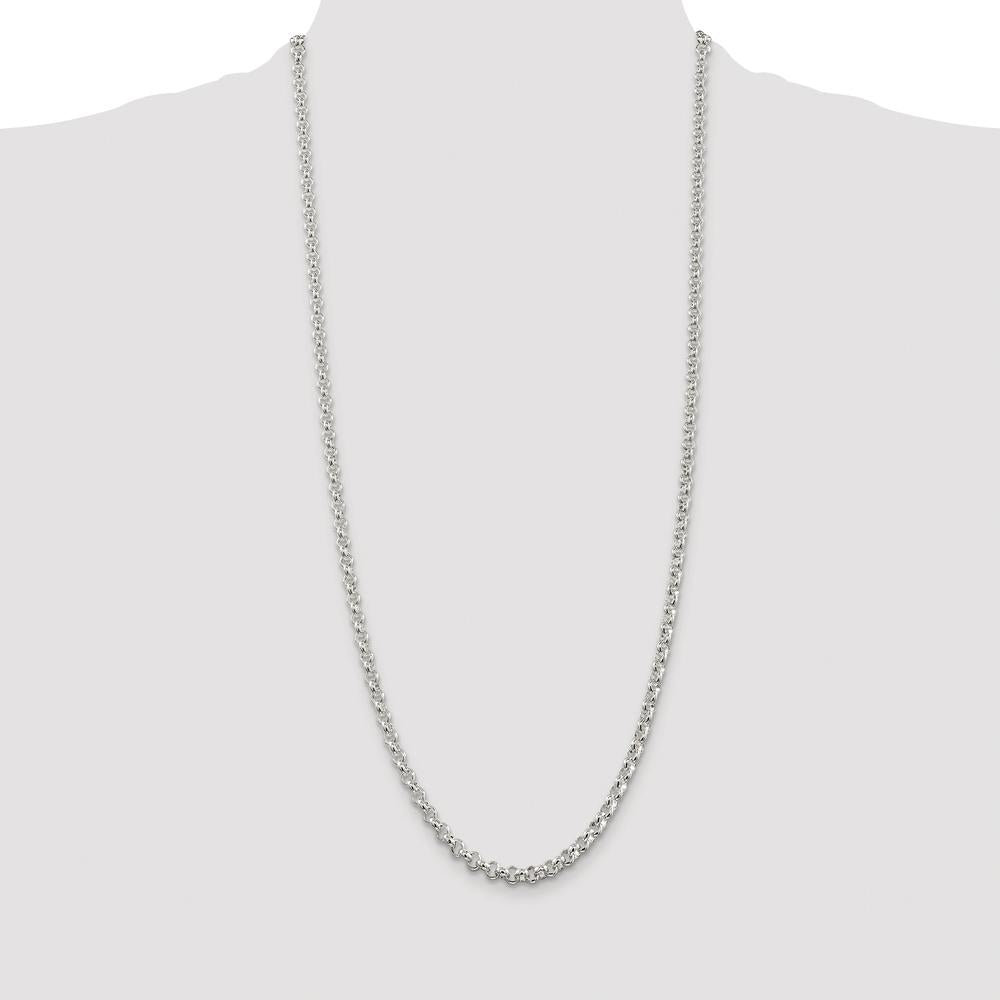 Sterling Silver Rhodium-Plated 4.6mm Rolo Chain Necklace - 30 inches by Lumare Gioia