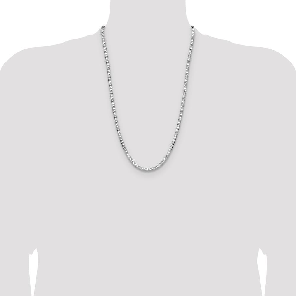 Sterling Silver Rhodium-Plated 4.7mm Diamond-Cut Square Franco Chain - 26 Inch by Lumare Gioia
