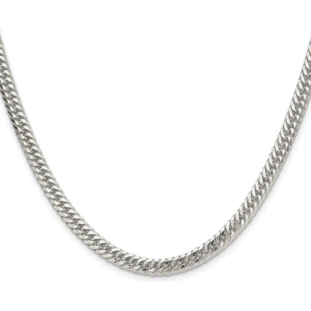 Sterling Silver Rhodium-Plated 4.8mm Double Diamond-Cut Curb Chain - 20 inches by Lumare Gioia