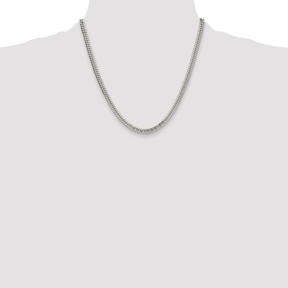 Sterling Silver Rhodium-Plated 4.8mm Double Diamond-Cut Curb Chain - 20 inches by Lumare Gioia