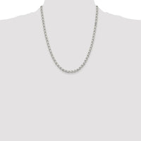 Sterling Silver Rhodium-Plated 4mm Diamond-Cut Rolo Chain Necklace - 22 inches by Lumare Gioia