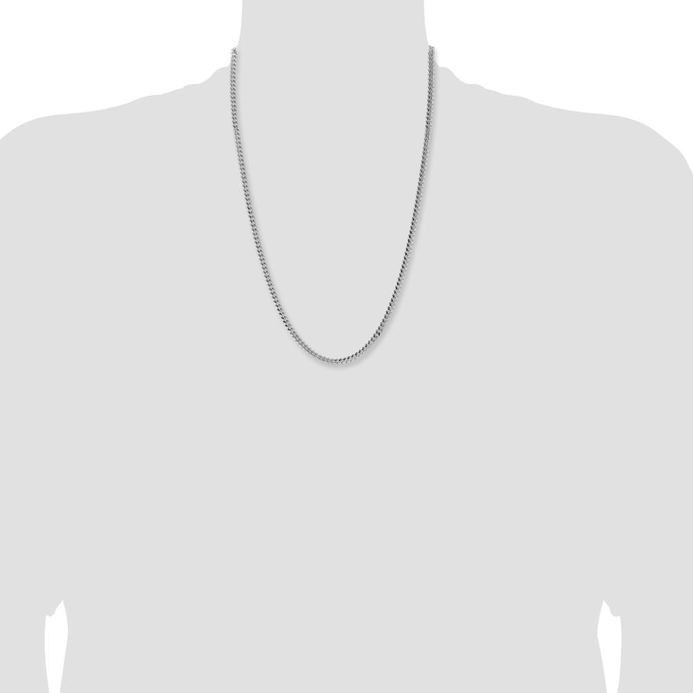 Sterling Silver Rhodium-Plated 4mm Domed Diamond-Cut Curb Chain Necklace - 24 inches by Lumare Gioia
