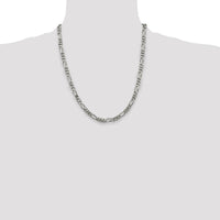 Sterling Silver Rhodium-Plated 5.25mm Figaro Chain - 22 Inches by Lumare Gioia