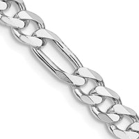 Sterling Silver Rhodium-Plated 5.25mm Figaro Chain Necklace - 26 Inches Length by Lumare Gioia