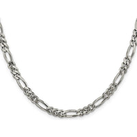 Sterling Silver Rhodium-Plated 5.25mm Figaro Chain Necklace - 26 Inches Length by Lumare Gioia