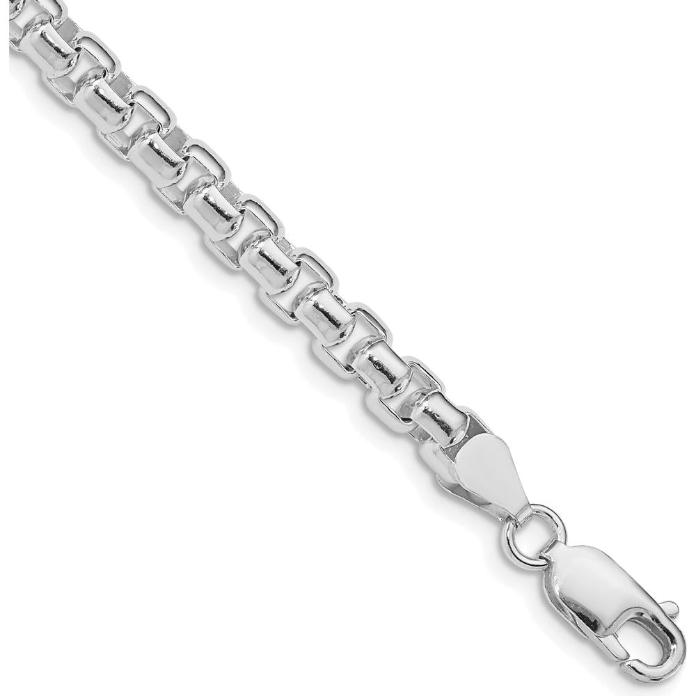 Sterling Silver Rhodium-Plated 5.2mm Round Box Chain Necklace - 20 Inches by Lumare Gioia