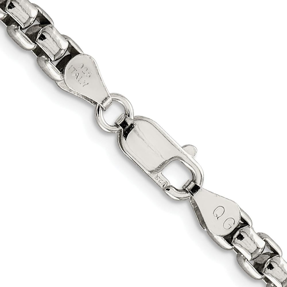 Sterling Silver Rhodium-Plated 5.2mm Round Box Chain Necklace - 20 Inches by Lumare Gioia