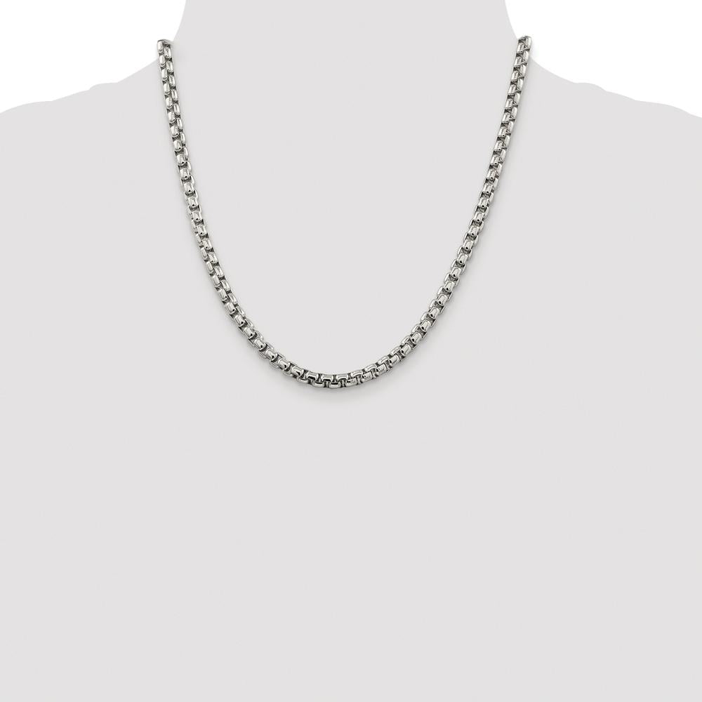 Sterling Silver Rhodium-Plated 5.2mm Round Box Chain Necklace - 20 Inches by Lumare Gioia