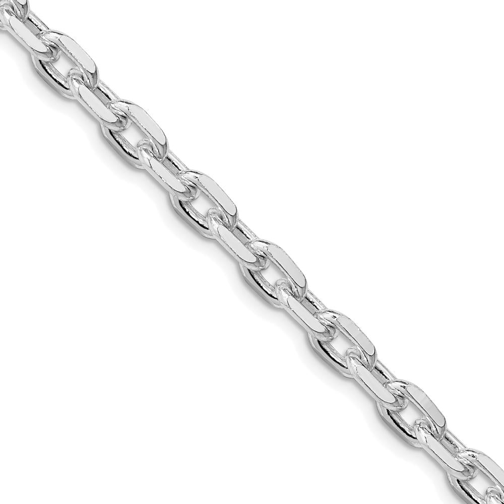 Sterling Silver Rhodium-Plated 5.4mm Beveled Oval Cable Chain - 26 Inches in Length by Lumare Gioia