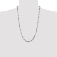 Sterling Silver Rhodium-Plated 5.4mm Beveled Oval Cable Chain - 26 Inches in Length by Lumare Gioia