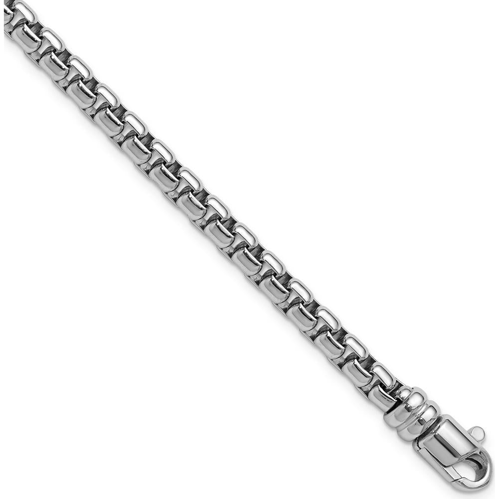 Sterling Silver Rhodium-Plated 5.4mm Venetian Box Chain Bracelet - 7.5" Length by Lumare Gioia