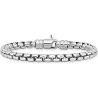 Sterling Silver Rhodium-Plated 5.4mm Venetian Box Chain Bracelet - 7.5" Length by Lumare Gioia