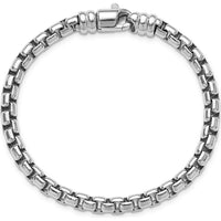 Sterling Silver Rhodium-Plated 5.4mm Venetian Box Chain Bracelet - 7.5" Length by Lumare Gioia