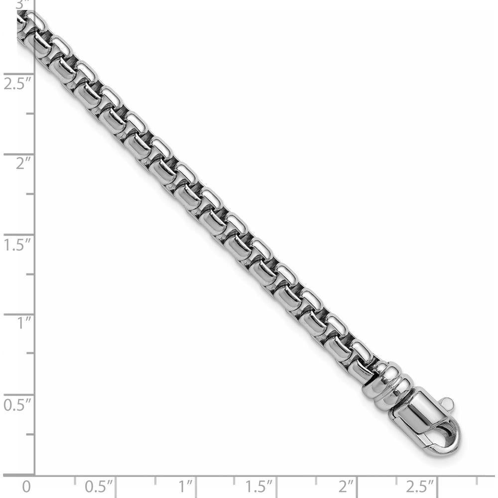 Sterling Silver Rhodium-Plated 5.4mm Venetian Box Chain Bracelet - 7.5" Length by Lumare Gioia