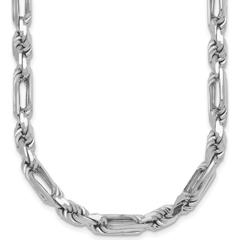 Sterling Silver Rhodium-Plated 5.5mm Figaro Rope Chain Necklace - 20" by Lumare Gioia
