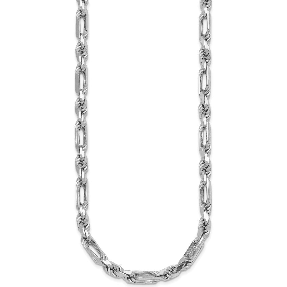 Sterling Silver Rhodium-Plated 5.5mm Figaro Rope Chain Necklace - 20" by Lumare Gioia