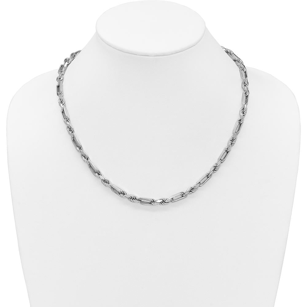 Sterling Silver Rhodium-Plated 5.5mm Figaro Rope Chain Necklace - 20" by Lumare Gioia