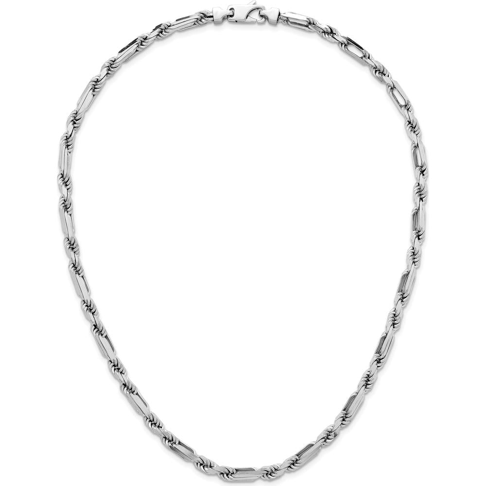 Sterling Silver Rhodium-Plated 5.5mm Figaro Rope Chain Necklace - 20" by Lumare Gioia